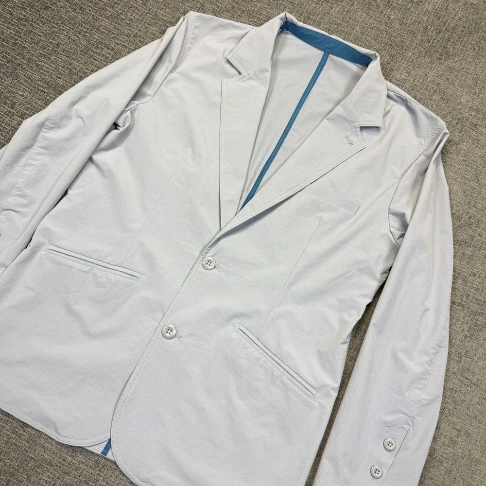 Stio Crester Traveler Blazer Mens 42 Light Blue Gray Tech Stretch Sport Coat